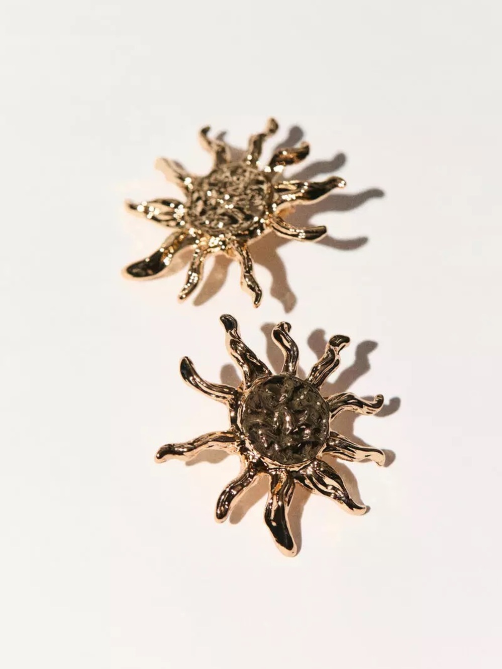 Gold Sun Statement Stud Earrings - Picture 5 of 8